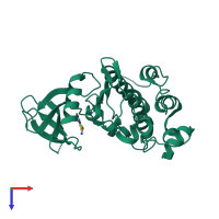 PDB entry 2cgx coloured by chain, top view.