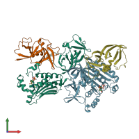 PDB entry 2ch4 coloured by chain, front view.