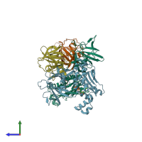 PDB entry 2ch4 coloured by chain, side view.