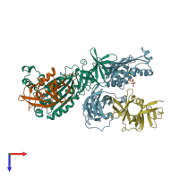 PDB entry 2ch4 coloured by chain, top view.