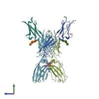PDB entry 2ch8 coloured by chain, side view.