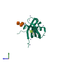 PDB entry 2ch9 coloured by chain, side view.