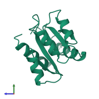 PDB entry 2chf coloured by chain, side view.
