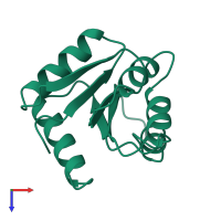 PDB entry 2chf coloured by chain, top view.