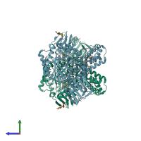 PDB entry 2chn coloured by chain, side view.