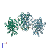 PDB entry 2chn coloured by chain, top view.