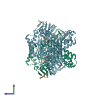 PDB entry 2cho coloured by chain, side view.