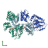 PDB entry 2chq coloured by chain, front view.
