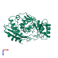 PDB entry 2chr coloured by chain, top view.