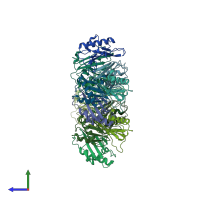 PDB entry 2chs coloured by chain, side view.