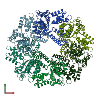 PDB entry 2chv coloured by chain, front view.