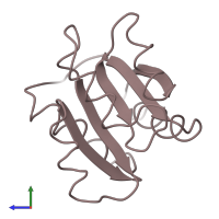PDB entry 2chy coloured by chain, side view.