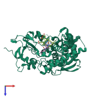 PDB entry 2ci0 coloured by chain, top view.