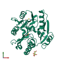 PDB entry 2ci1 coloured by chain, front view.