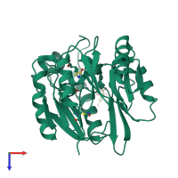 PDB entry 2ci1 coloured by chain, top view.