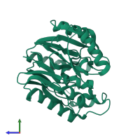 PDB entry 2ci4 coloured by chain, side view.