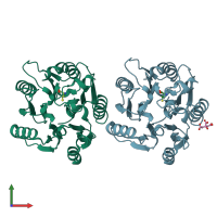 PDB entry 2ci5 coloured by chain, front view.