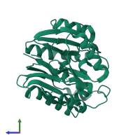 PDB entry 2ci6 coloured by chain, side view.