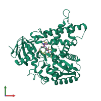 PDB entry 2cib coloured by chain, front view.