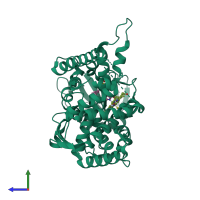 PDB entry 2cib coloured by chain, side view.