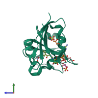 PDB entry 2cig coloured by chain, side view.