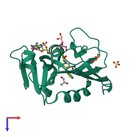 PDB entry 2cig coloured by chain, top view.