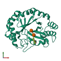 PDB entry 2cip coloured by chain, front view.