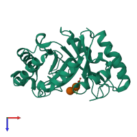 PDB entry 2cip coloured by chain, top view.
