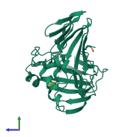 PDB entry 2cir coloured by chain, side view.