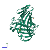 PDB entry 2cis coloured by chain, side view.