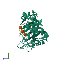 PDB entry 2cit coloured by chain, side view.