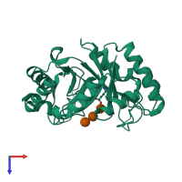 PDB entry 2cit coloured by chain, top view.