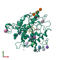 PDB entry 2cix coloured by chain, front view.