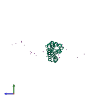 PDB entry 2cj6 coloured by chain, side view.