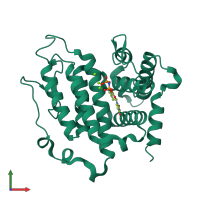 PDB entry 2cje coloured by chain, front view.