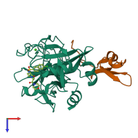 PDB entry 2cji coloured by chain, top view.