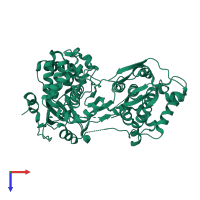 PDB entry 2cjq coloured by chain, top view.