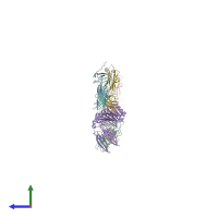 PDB entry 2ckb coloured by chain, side view.