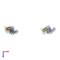 PDB entry 2ckb coloured by chain, top view.