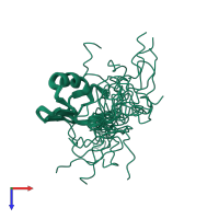 PDB entry 2ckc coloured by chain, ensemble of 25 models, top view.