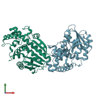 PDB entry 2ckd coloured by chain, front view.