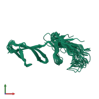 PDB entry 2cku coloured by chain, ensemble of 15 models, front view.