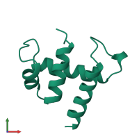 PDB entry 2ckx coloured by chain, front view.