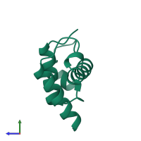 PDB entry 2ckx coloured by chain, side view.