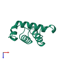 PDB entry 2ckx coloured by chain, top view.