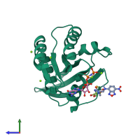 PDB entry 2cl0 coloured by chain, side view.