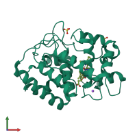 PDB entry 2cl4 coloured by chain, front view.