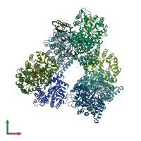 PDB entry 2clp coloured by chain, front view.