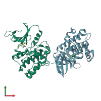 PDB entry 2clq coloured by chain, front view.