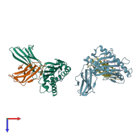 PDB entry 2clr coloured by chain, top view.